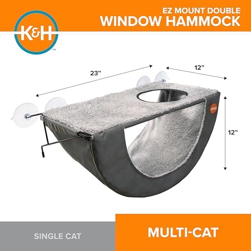 K&H Cat Window Perch, EZ Mount Double Cat Window Hammock, Holds 50 lbs - Image 2