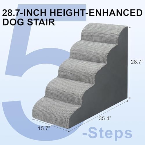 MEJYJEM Dog Stairs for high Beds 28.7” H, 5 Step Pet Ramp for Large Dogs - Image 2