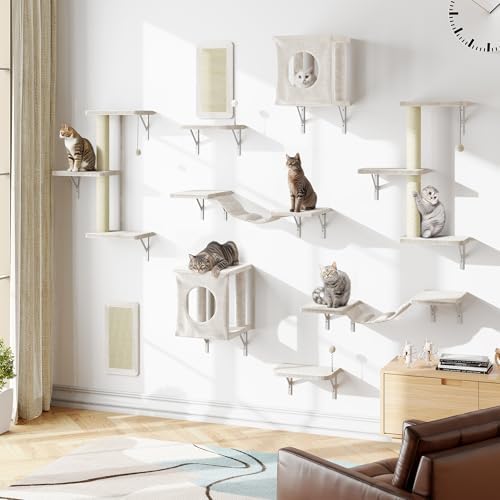 10 Pcs Cat Wall Shelves for Large Cats, Floating Climber - Image 2
