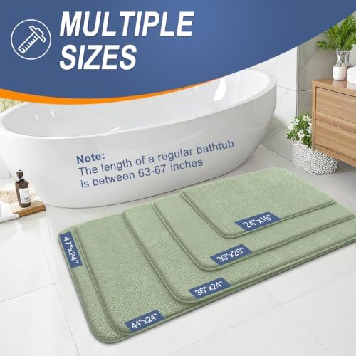 OLANLY Memory Foam Bathroom Runner Rugs 47x24, Long Bath Mats, Sage Green - Image 5