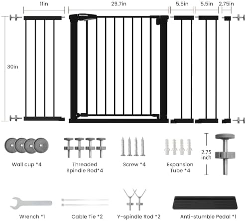 Mumeasy 29.7-57" Extra Wide Baby Gate, Auto Close Large Dog Gate - Image 2