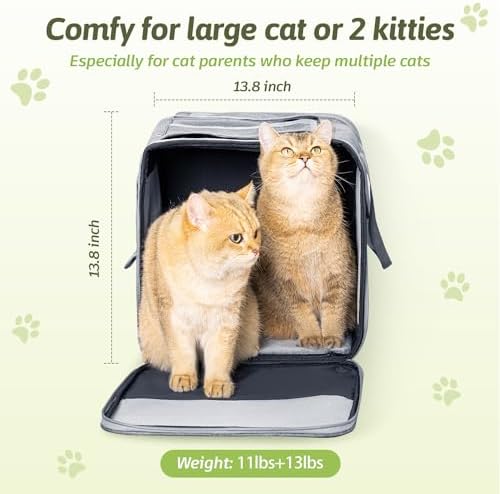 Sedioso Large Cat Carrier for 2 Cats, 21.7X 13.8X 13.8in Pet Carrier for Cat - Image 5