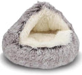 ShinHye Cat Bed Round Plush Fluffy Hooded Cat Bed Cave, Cozy by ShinHye