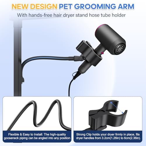 Dog Grooming Arm with Hair Dryer Stand, Adjustable 37'' Dog Grooming Table Arm - Image 2