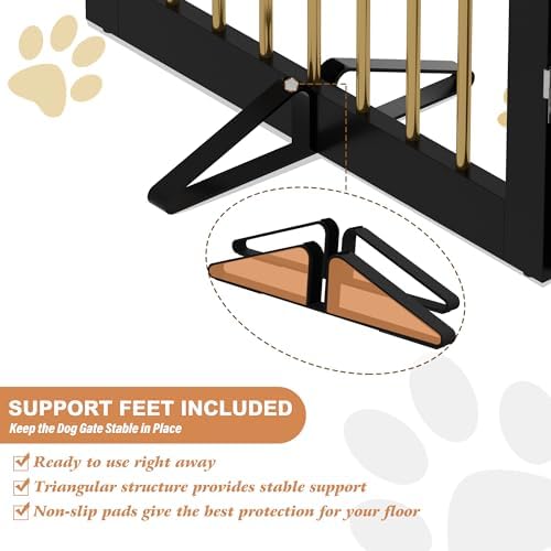 PUPETPO Freestanding Pet Gate for Dogs, Indoor Wooden Dog Gate for House - Image 3