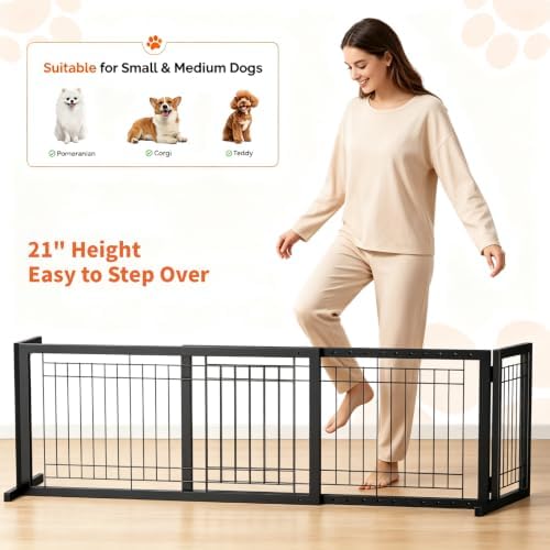 Bonnlo Free Standing Dog Gate, Metal Adjustable Pet Fence Indoor, Christmas - Image 4