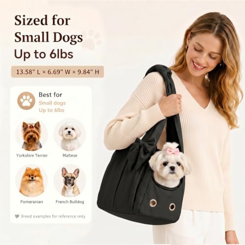 Fashion Dog Purse Carrier for Small Dogs and Cats, Soft-Sided Puppy Tote Bag Up - Image 3