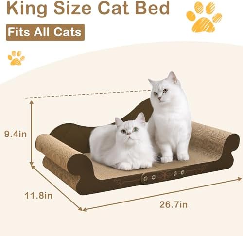 DWCN 26" Large Cat Scratcher Bed, Durable Cardboard Cat Couch Scratching Board - Image 3