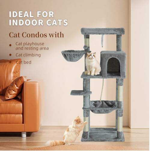 56.2 Inch Cat Tree with Cat Condo Viewing Platform - Image 2