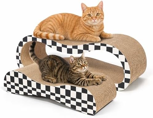 2 in 1 Large Cardboard Cat Scratcher Lounger, Cat Scratching Board by SimpleDeluxe