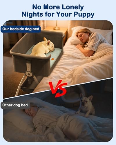 Bedside Dog Bed, 6-Height Adjustable Pet Bassinet - Image 4