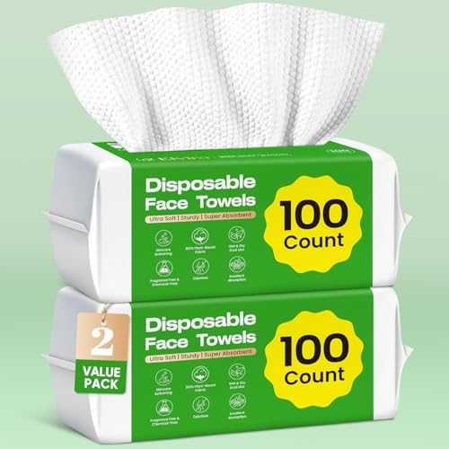 Elvira 100 Count Disposable Face Towels, Ultra Soft Skincare Facial Towels by Elvira