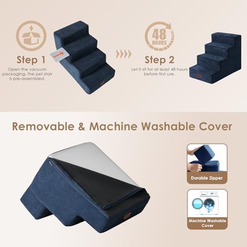 EHEYCIGA Dog Stairs for Bed 18" H, 4-Step Dog Steps for High Bed - Image 6