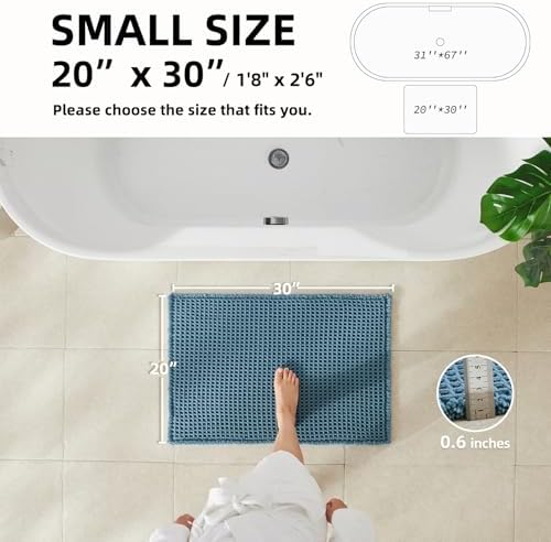 TYUU Waffle Bath Mat, Boho Bathroom Rugs Non Slip, 30x20 Denim Blue - Image 3