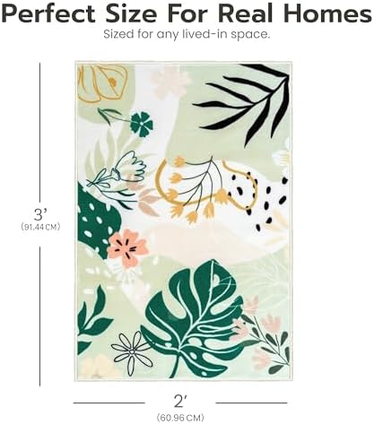 Joiedomi Door Mat Indoor Entrance 2x3 Machine Washable Art Floral Small Rugs - Image 2