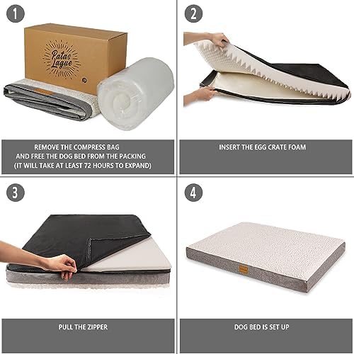 Patas Lague Orthopedic Large Dog Bed Pet Sofa Mat 48''X30'' Dark Grey - Image 6