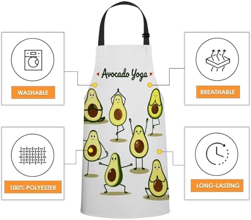 Avocado Yoga Chefs Apron, Cooking and Baking Apron - Image 4