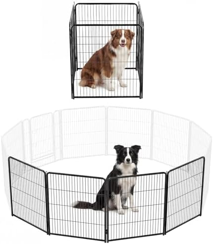 NEWBULIG Dog Playpen Indoor 4 Panels 32 Inch, Metal Outdoor Dog Fence Pen by NEWBULIG