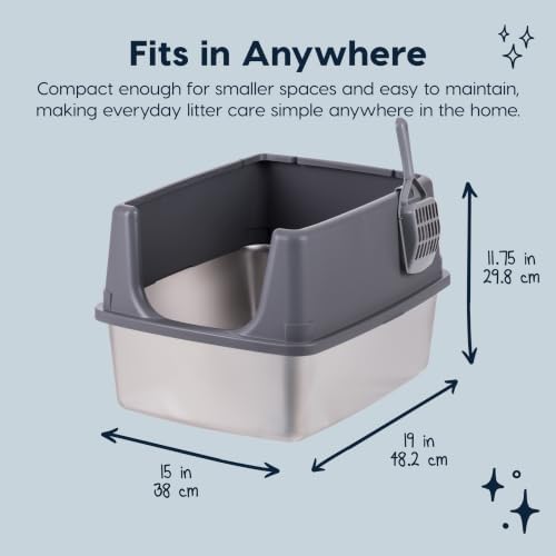 IRIS USA Stainless Steel Litter Box Enclosed High Sided - Image 2