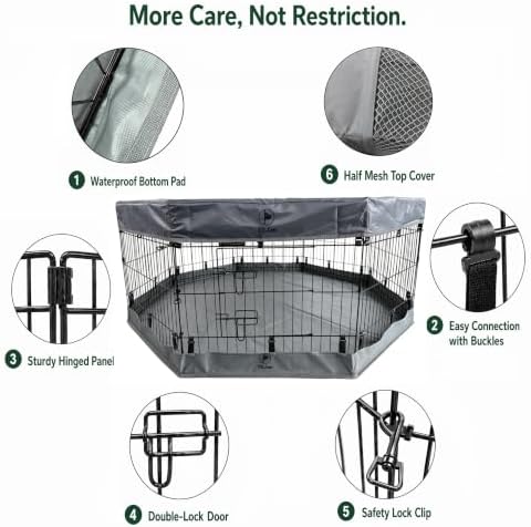 PJYuCien Puppy Playpen with Top Cover & Bottom Pad, 8 Panels 42" H - Image 2
