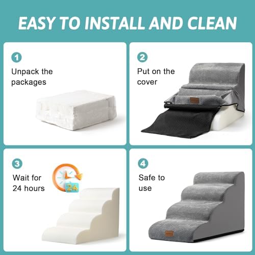 COZY KISS Dog Stair for Small Dog 11.8" H, 2 Step Pet Ramp for Chair - Image 6