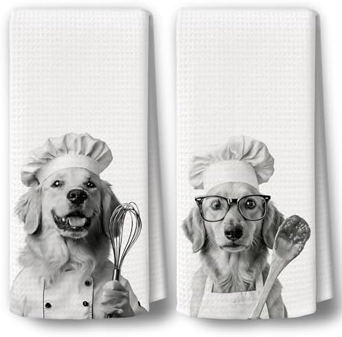 Dog Kitchen Towels Decor Set of 2 by BCUANGD