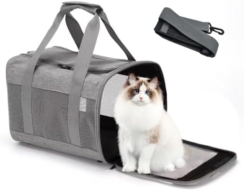 Pet Carrier Bag for Cats, Cat Soft-Sided Carriers Collapsible Ventilated by MUYG