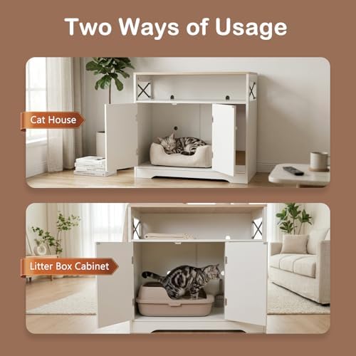 Cat Litter Box Enclosure, Hidden Litter Box Cabinet Furniture - Image 5