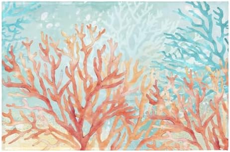Giwawa Coastal Coral Bath Rug Beach Ocean Bathtub Mat Extra Absorbent Washable by Giwawa