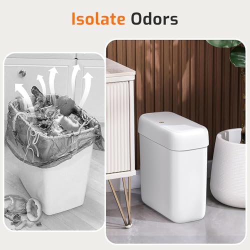 Small Bathroom Trash Can with Lid, 3.2 Gallon Garbage Can with Pop-Up Lid - Image 4