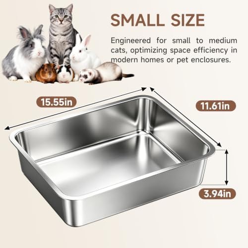 Stainless Steel High Sides Cat Litter Box - Image 2