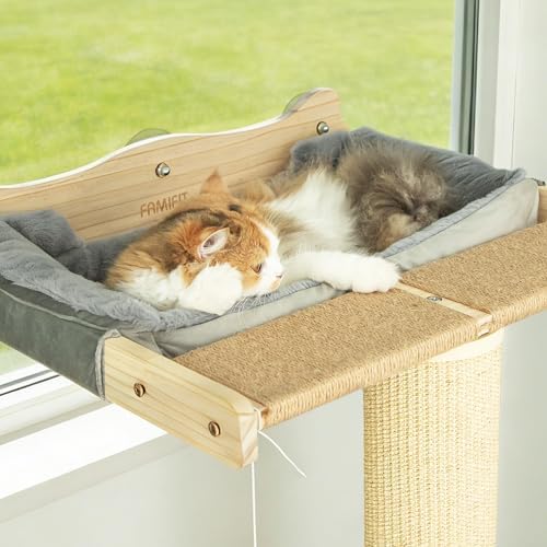Cat Window Perch Hammock with 3-Piece Detachable Roman Column Sisal Scratching - Image 2