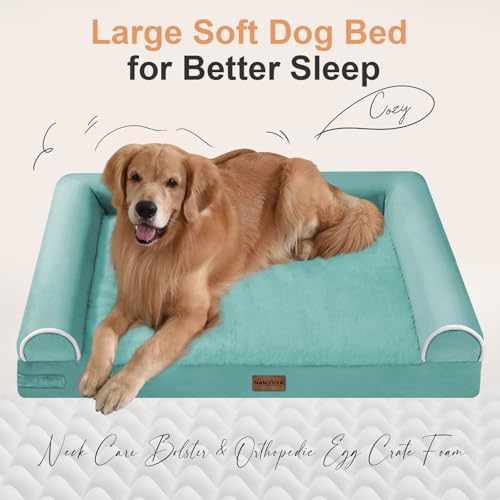 NANUYA Orthopedic Dog Bed for Large Dogs, 36 x 27 Inch, Aqua Blue - Image 2
