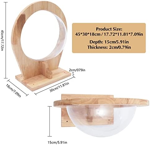 Wall-Mounted Wooden Cat Space, Cat Bed Capsule-Style Transparent Cover - Image 3