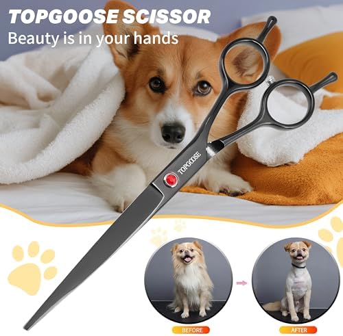 7.5'' Dog Straight Scissors for Grooming 440C Stainless Steel Professional Pet - Image 2