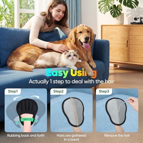 Pet Hair Removal Glove Cat & Dog, Electrostatic Reusable Hair Remover Tool - Image 4