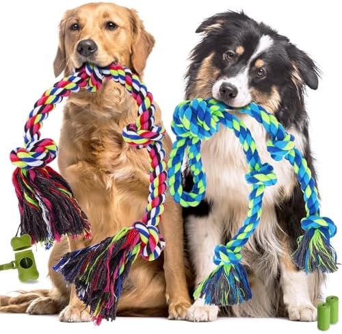 Tough Dog Rope Toys for Aggressive Chewers, Tough Tug of War Dog Toys for Large by Eefitoys