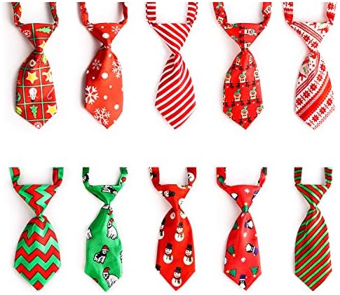 Segarty Dog Ties, 10 PCS Dog Bow Ties Christmas with Adjustable Collar, Pet Neckties for Small Pets, Puppy Neck Bowties Cats Grooming Bows Bulk for Photography Holiday Wedding Party Gift by Segarty