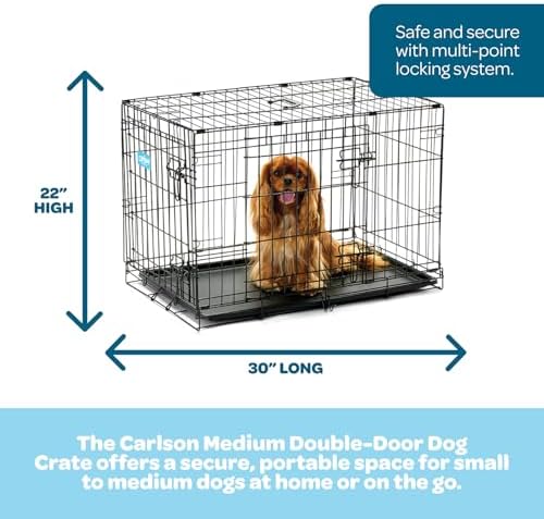 Carlson Secure and Compact Double Door Metal Dog Crate, Medium - Image 2