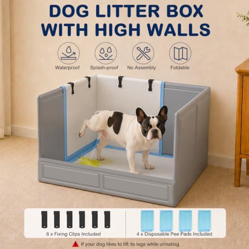 BoYata Dog Litter Box with High Walls, Foldable Dog Pee Pad Holder Indoor - Image 3