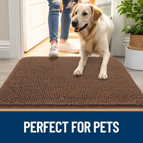 OLANLY Dog Door Mat for Muddy Paws 24x16, Super Absorbent Chenille Mud Mat - Image 6
