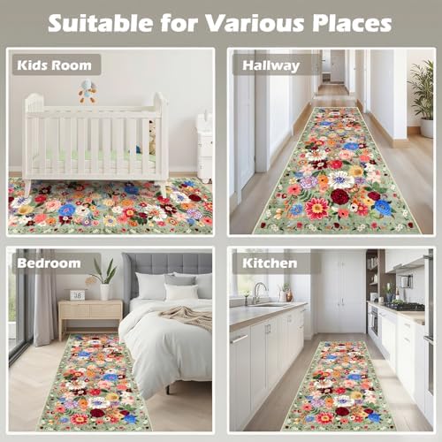 Floral Hallway Runner Rug 2x6 for Bedroom Kitchen - Image 4
