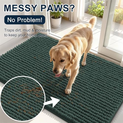 Smiry Dog Door Mat for Muddy Paws 44x32, Ultra Absorbent Chenille Doormat - Image 5