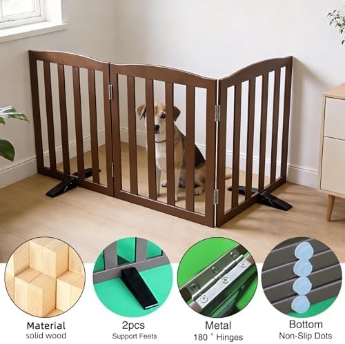 Freestanding Dog Gate Indoor, Doggie Gate Foldable Pet Gates - Image 5