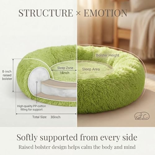 nononfish Cozy Donut Dog Bed, Plush Round Calming Pet Bed - Image 4
