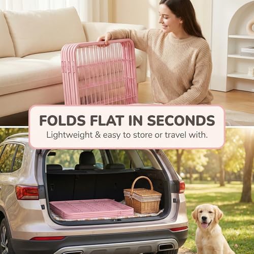 24" Pink Dog Playpen, 8-Panel Heavy Duty Metal Square Tube Puppy Pen - Image 5