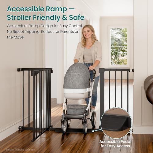 Cumbor 2 Pack 30-54" Baby Gate for Stairs, Auto Close Dog Gate Indoor Black - Image 6