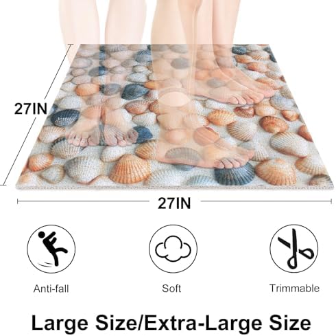 Square Shower Mat, Yonala 27 x 27 Inch Stylish Non Slip Shower Mats - Image 2
