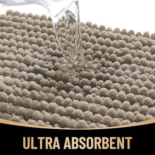 OLANLY Thick Chenille Absorbent Bathroom Rugs Mat 36x24, Warm Taupe - Image 3