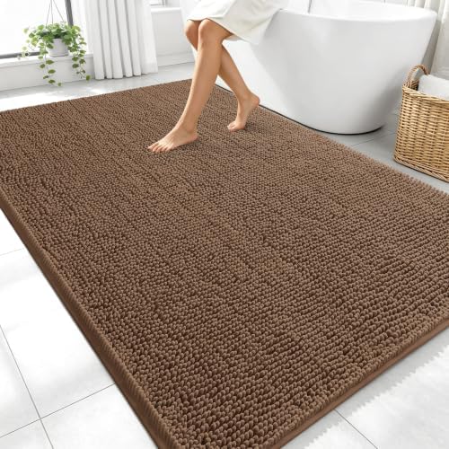 OLANLY Large Bathroom Rugs 70x46, Extra Soft Absorbent Chenille Bath Rugs by OLANLY